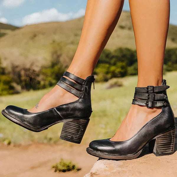 Gina Polished Block Heel Ankle Boots