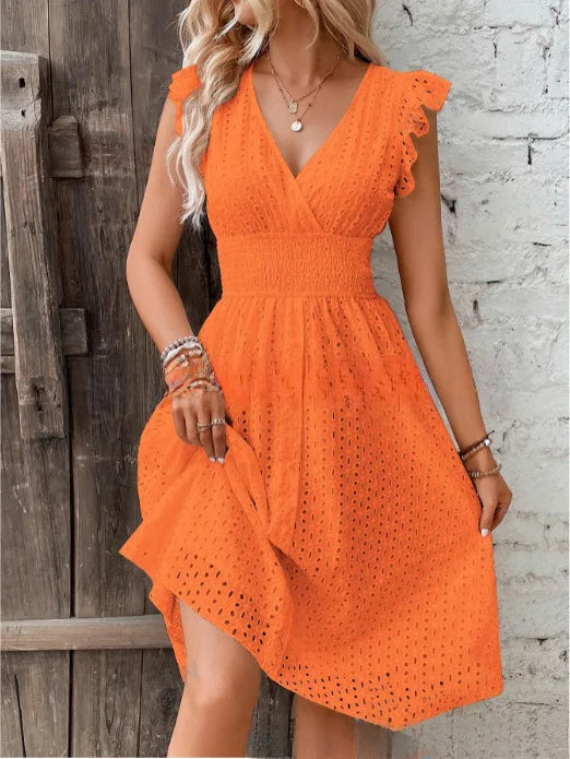 Lily Breezy Eyelet V Neck Dress