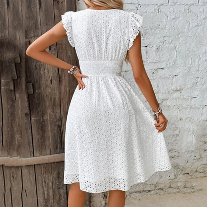Lily Breezy Eyelet V Neck Dress