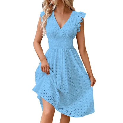 Lily Breezy Eyelet V Neck Dress