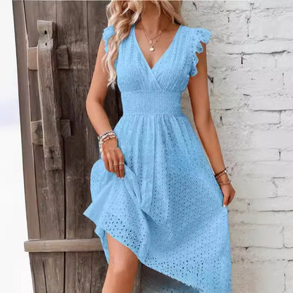 Lily Breezy Eyelet V Neck Dress