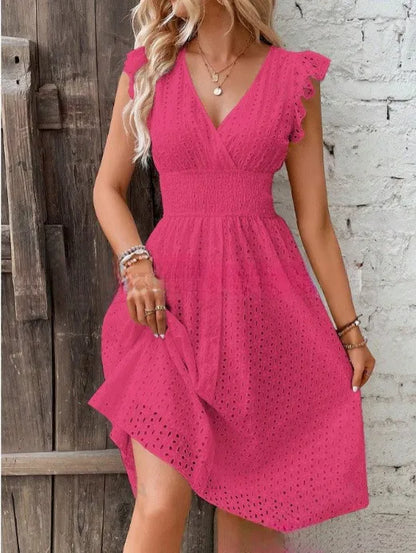 Lily Breezy Eyelet V Neck Dress