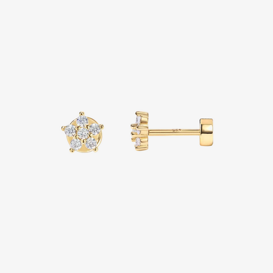 Mini Crystal Flower Flat Back Stud Earrings