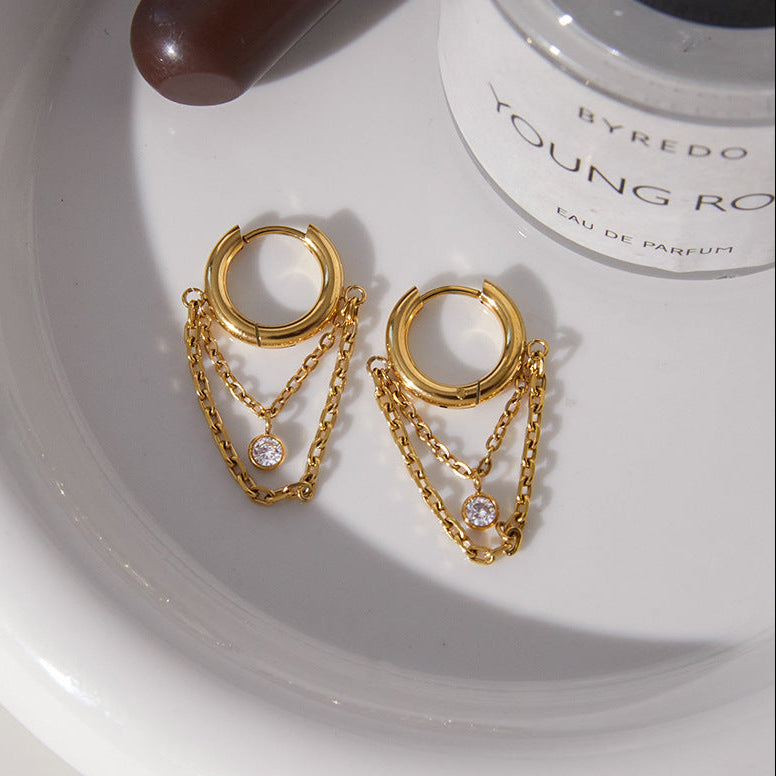 Rhea Diamond Chain Drop Hoops