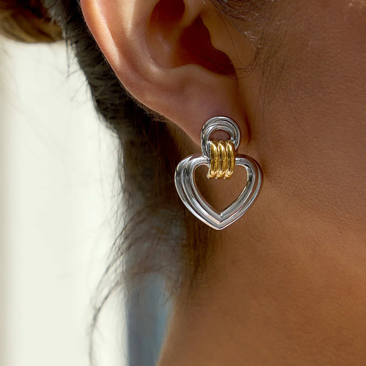 Gold Heart Stud Earrings
