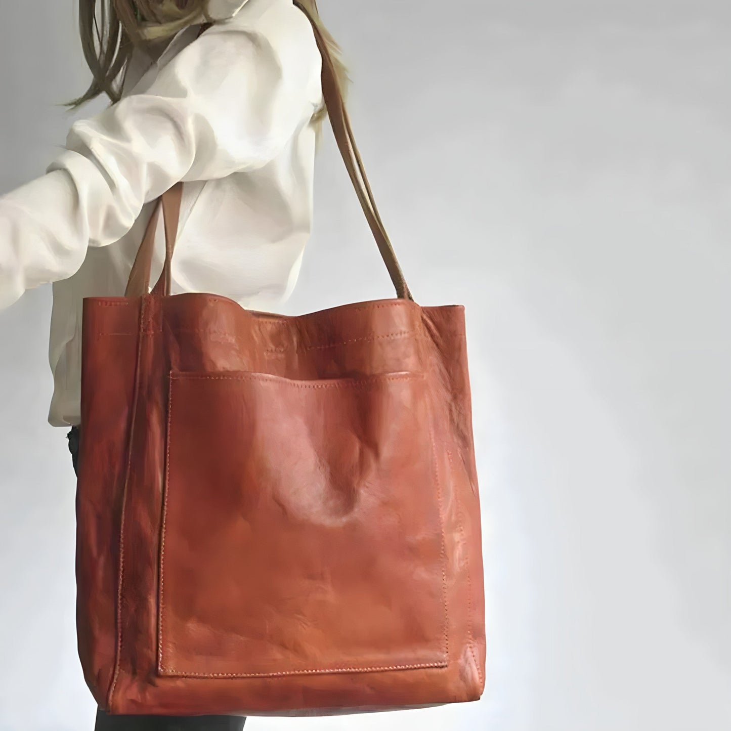 Oversized Leather Look Shoulder Tote