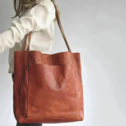 Oversized Leather Look Shoulder Tote