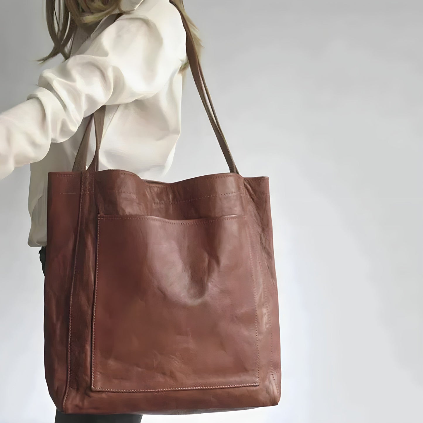Oversized Leather Look Shoulder Tote
