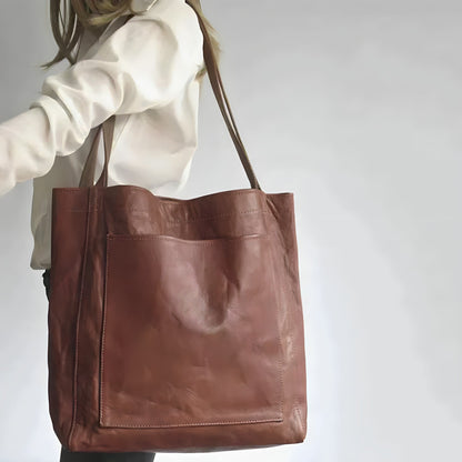 Oversized Leather Look Shoulder Tote