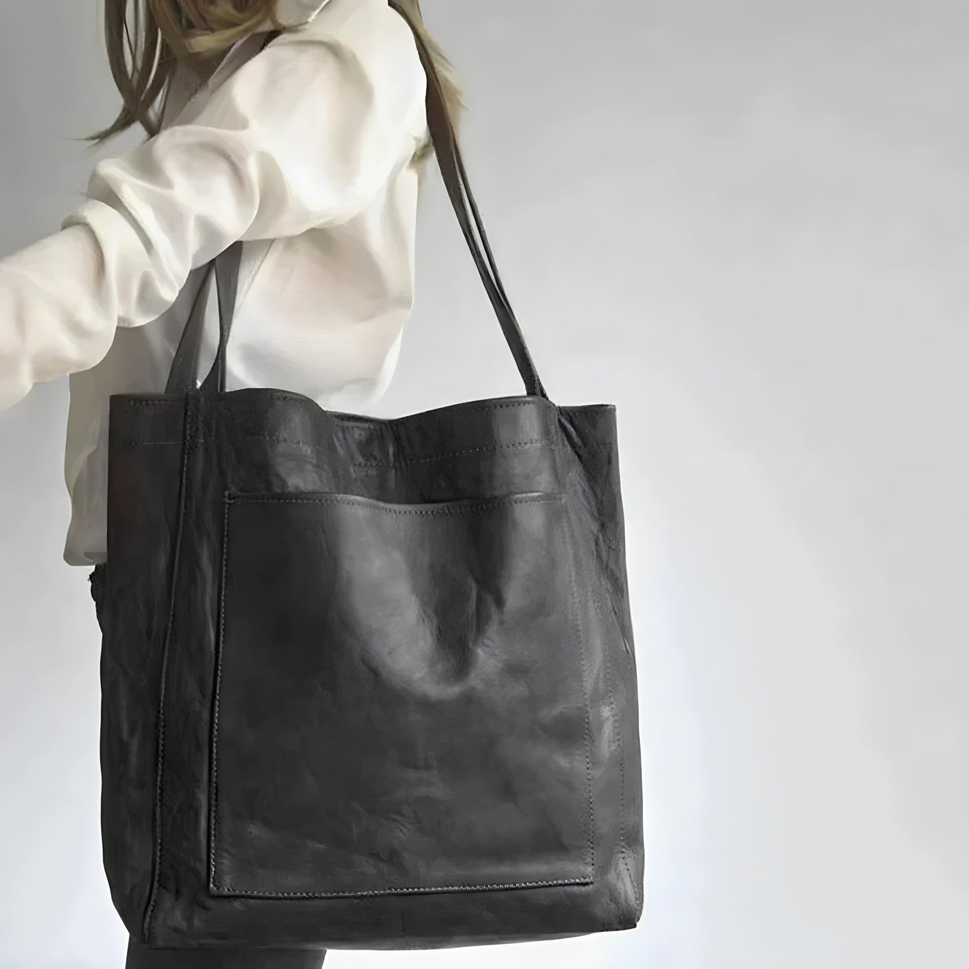 Oversized Leather Look Shoulder Tote