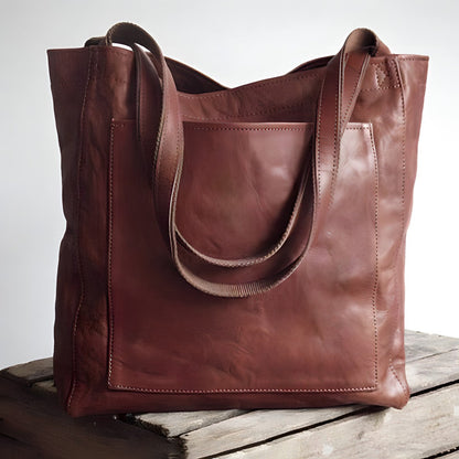 Oversized Leather Look Shoulder Tote