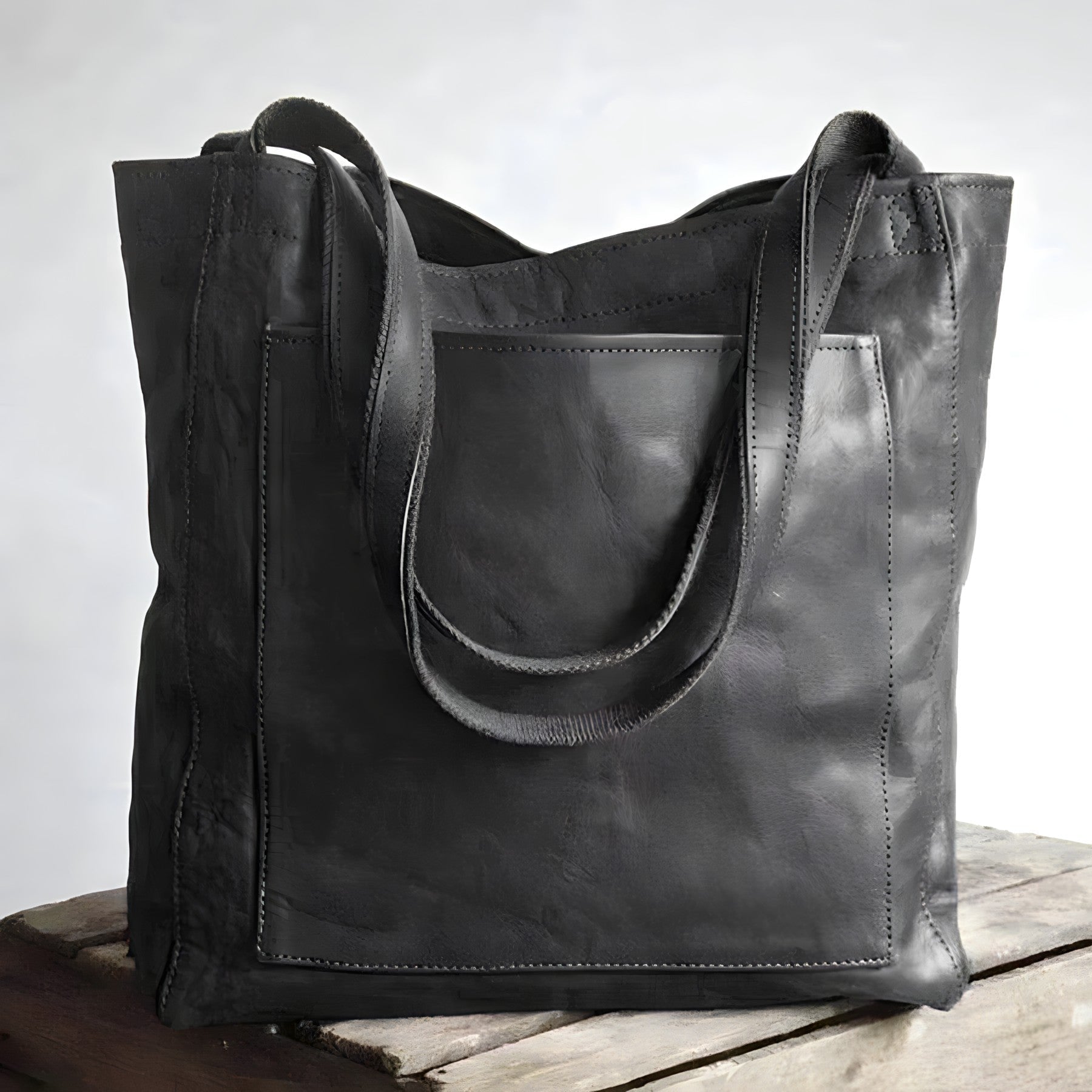 Oversized Leather Look Shoulder Tote