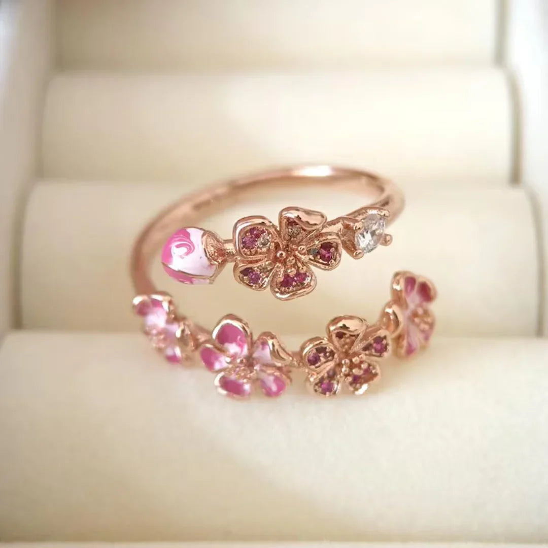 Pink Peach Blossom Open Ring