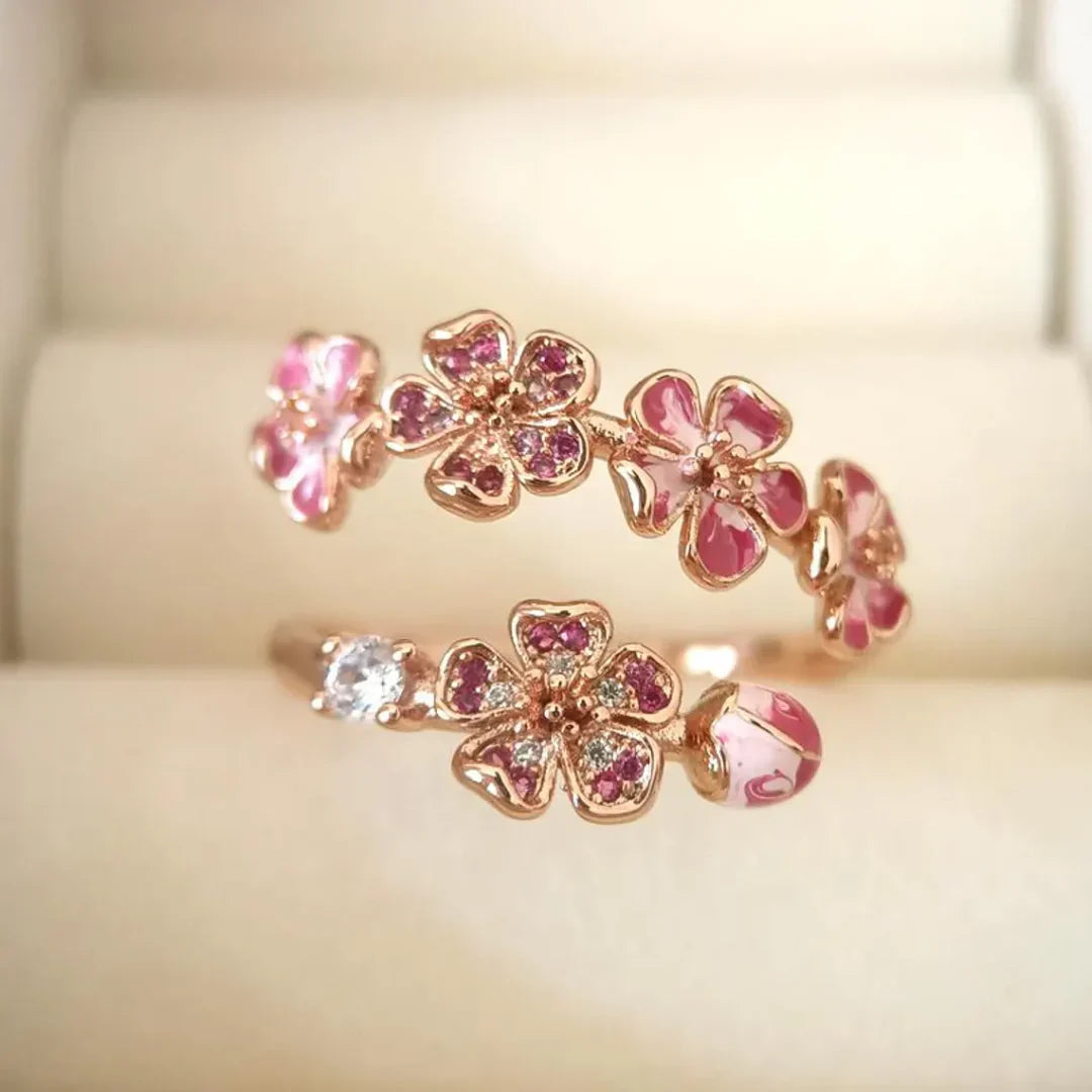 Pink Peach Blossom Open Ring
