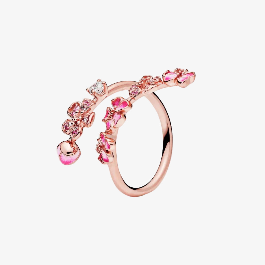 Pink Peach Blossom Open Ring