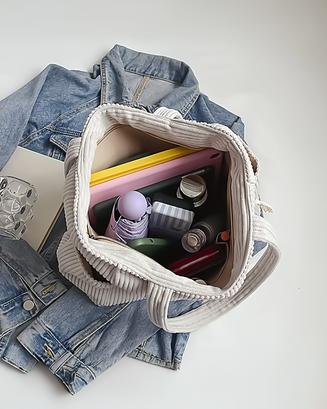 Ribbed Corduroy Tote