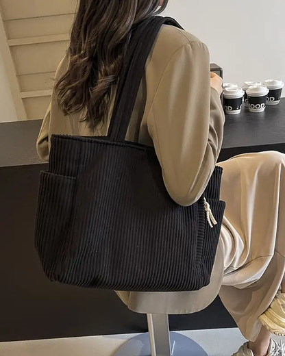 Ribbed Corduroy Tote