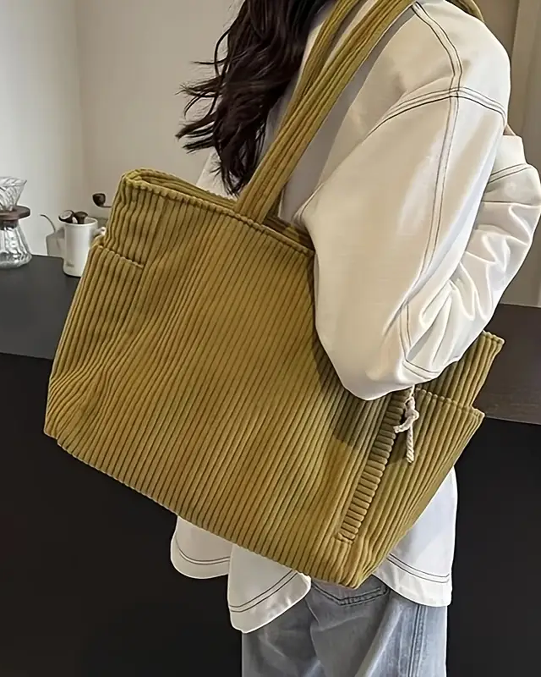 Ribbed Corduroy Tote