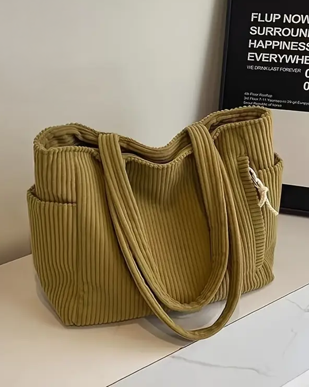 Ribbed Corduroy Tote