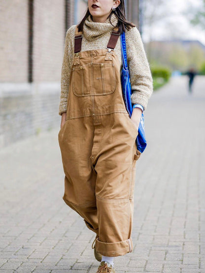 Rugged Utility Wide Leg Overalls