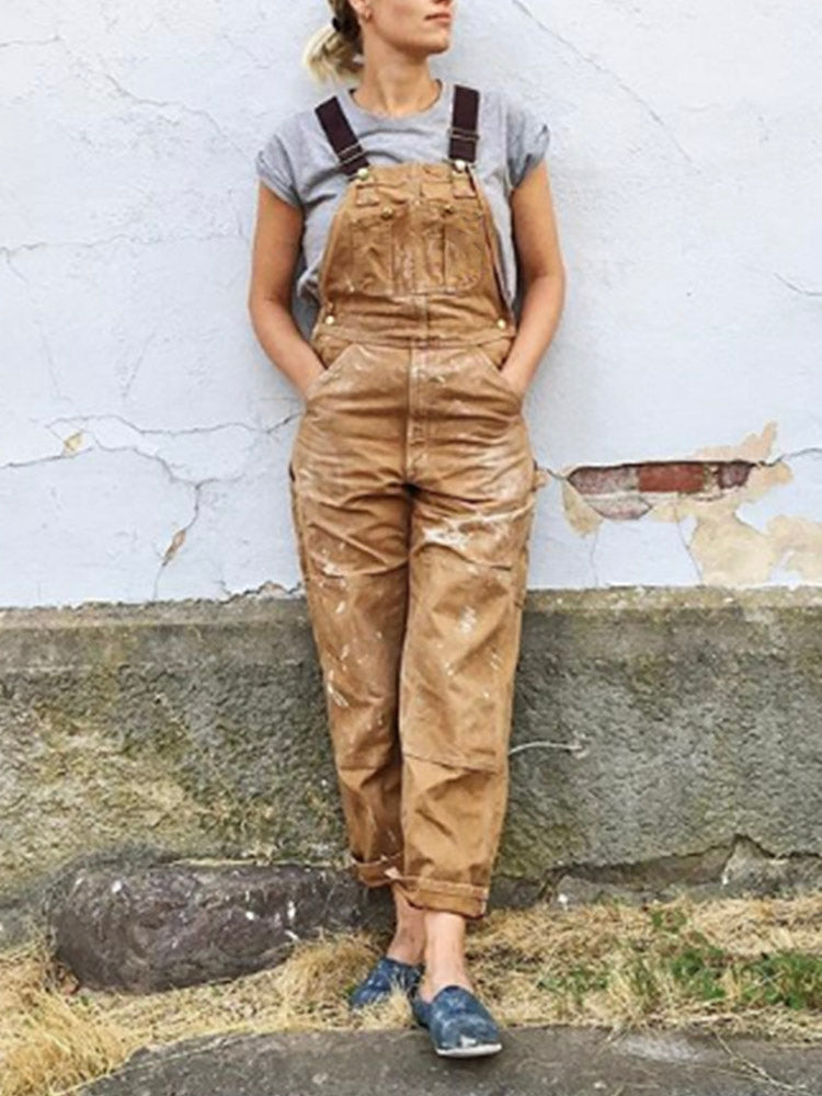 Rugged Utility Wide Leg Overalls