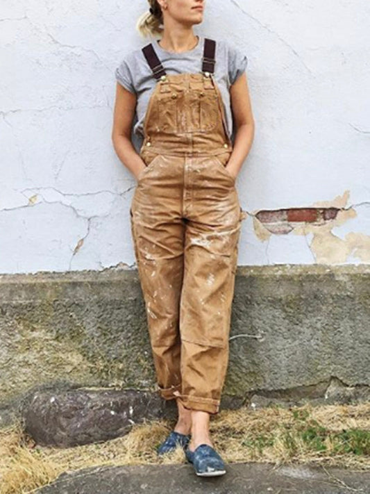 Rugged Utility Wide Leg Overalls