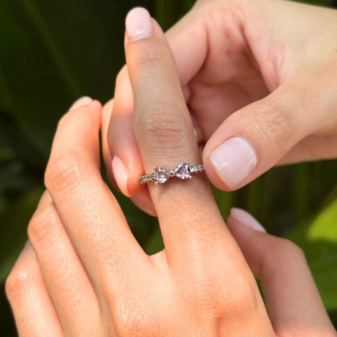 Sparkling Silver Crystal Bow Ring