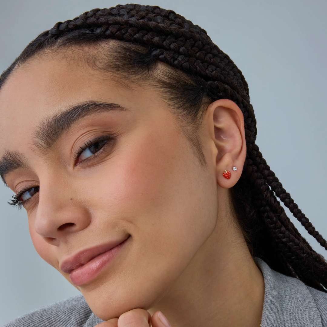 Strawberry Flat Back Stud Earrings