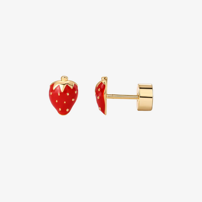 Strawberry Flat Back Stud Earrings