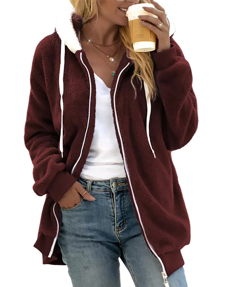 Theresa Plush Fleece Zip Hoodie