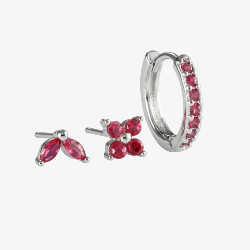 Tulip Bloom Hoop Earring Set