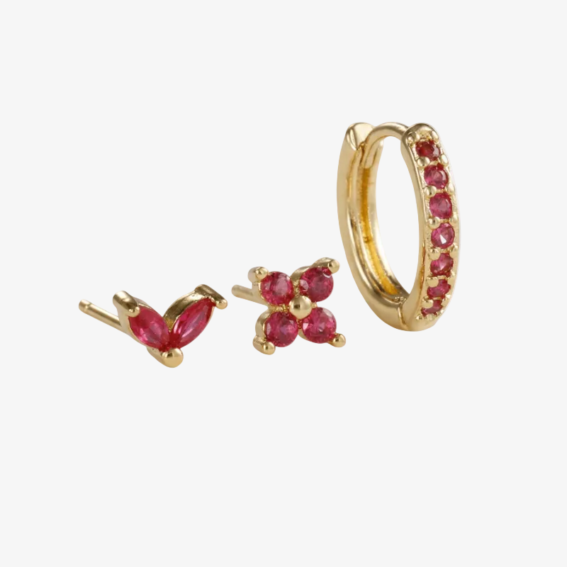 Tulip Bloom Hoop Earring Set