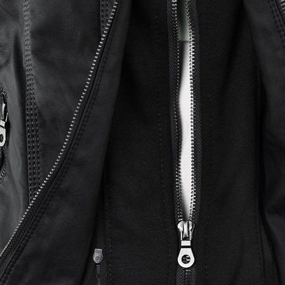 Urban Edge Hooded Faux Leather Jacket