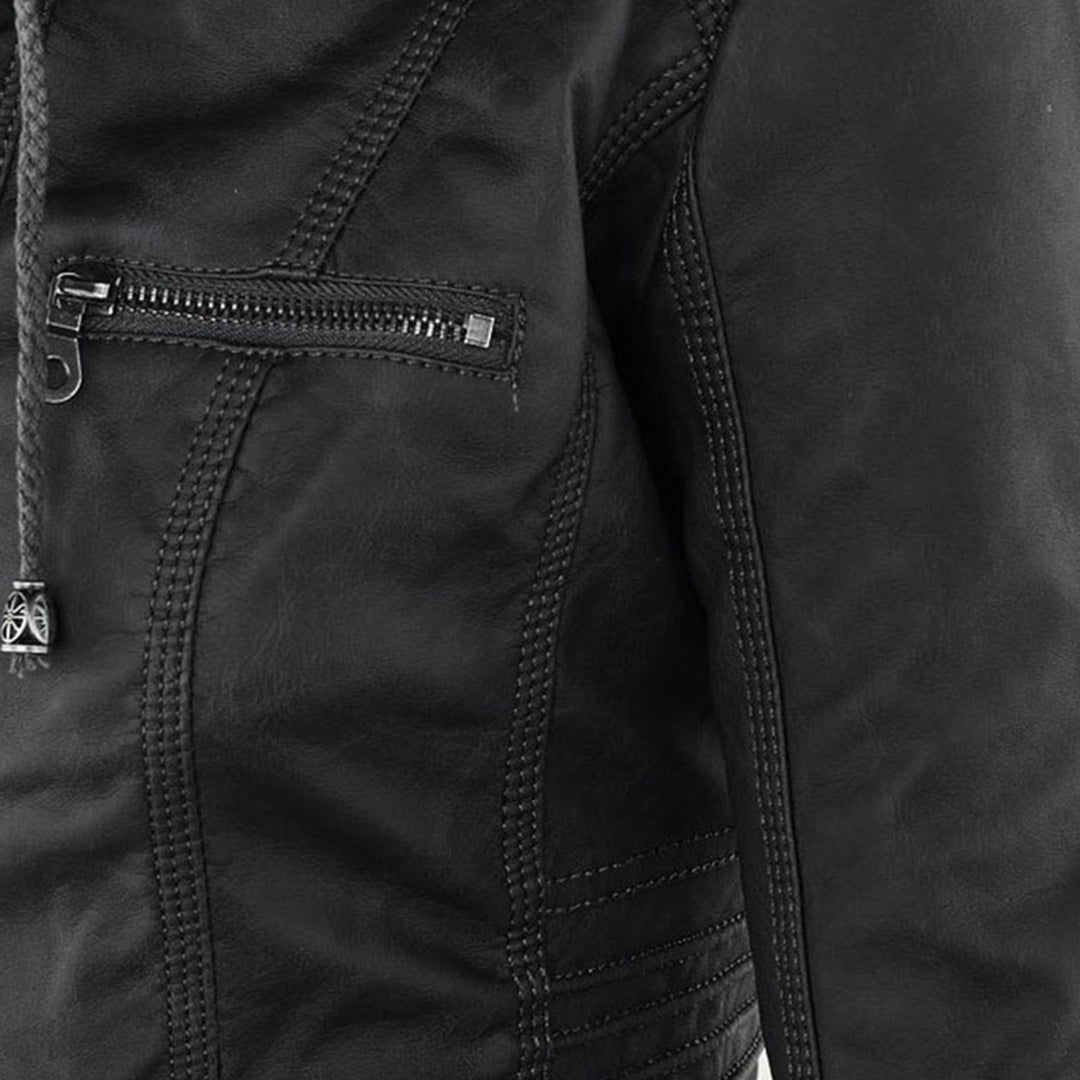 Urban Edge Hooded Faux Leather Jacket