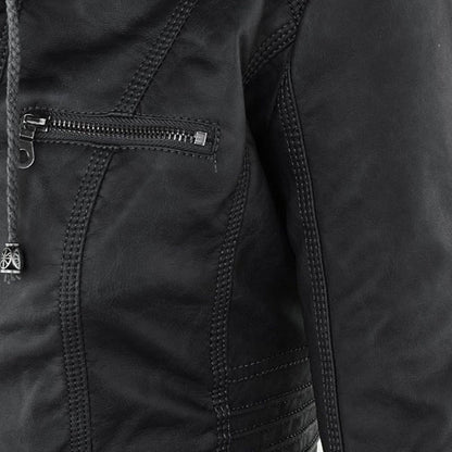 Urban Edge Hooded Faux Leather Jacket