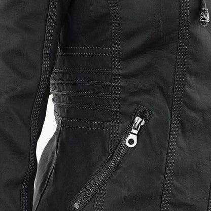 Urban Edge Hooded Faux Leather Jacket