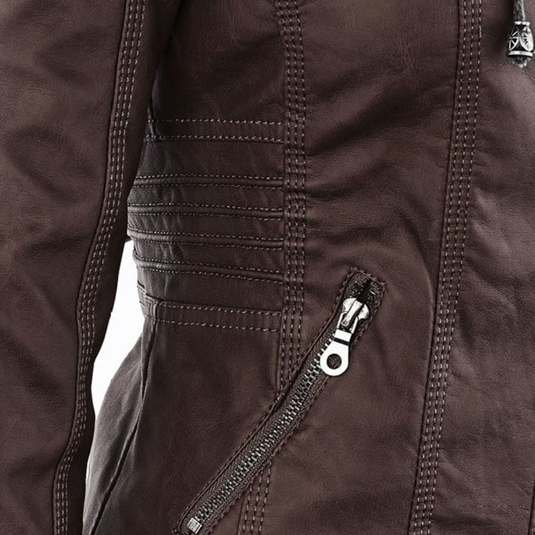 Urban Edge Hooded Faux Leather Jacket