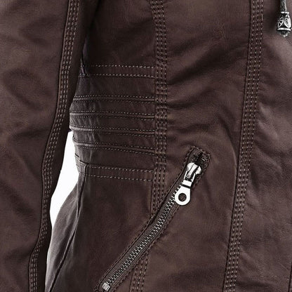 Urban Edge Hooded Faux Leather Jacket