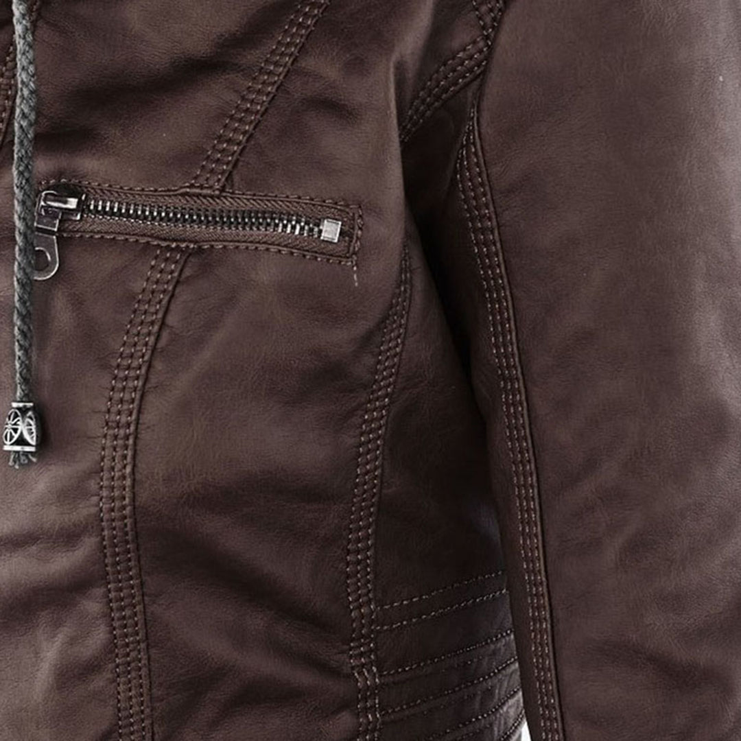 Urban Edge Hooded Faux Leather Jacket
