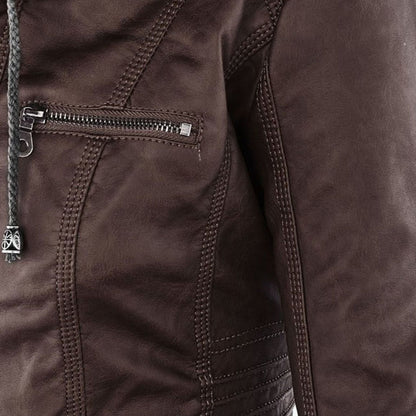 Urban Edge Hooded Faux Leather Jacket