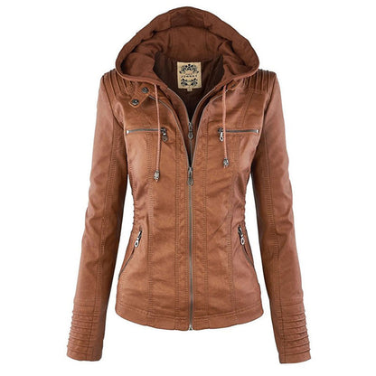 Urban Edge Hooded Faux Leather Jacket