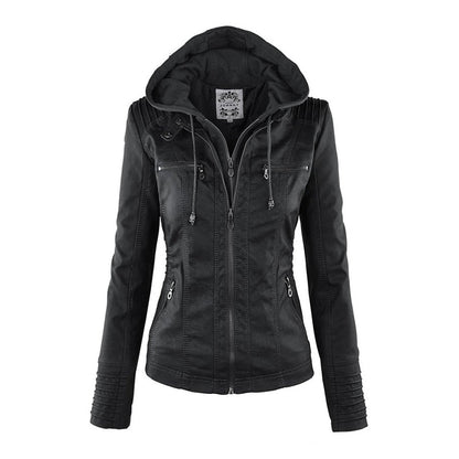 Urban Edge Hooded Faux Leather Jacket
