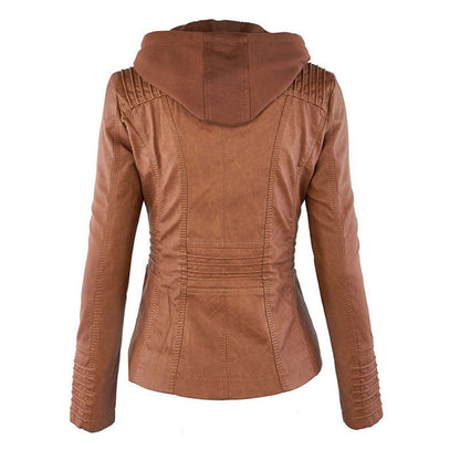 Urban Edge Hooded Faux Leather Jacket
