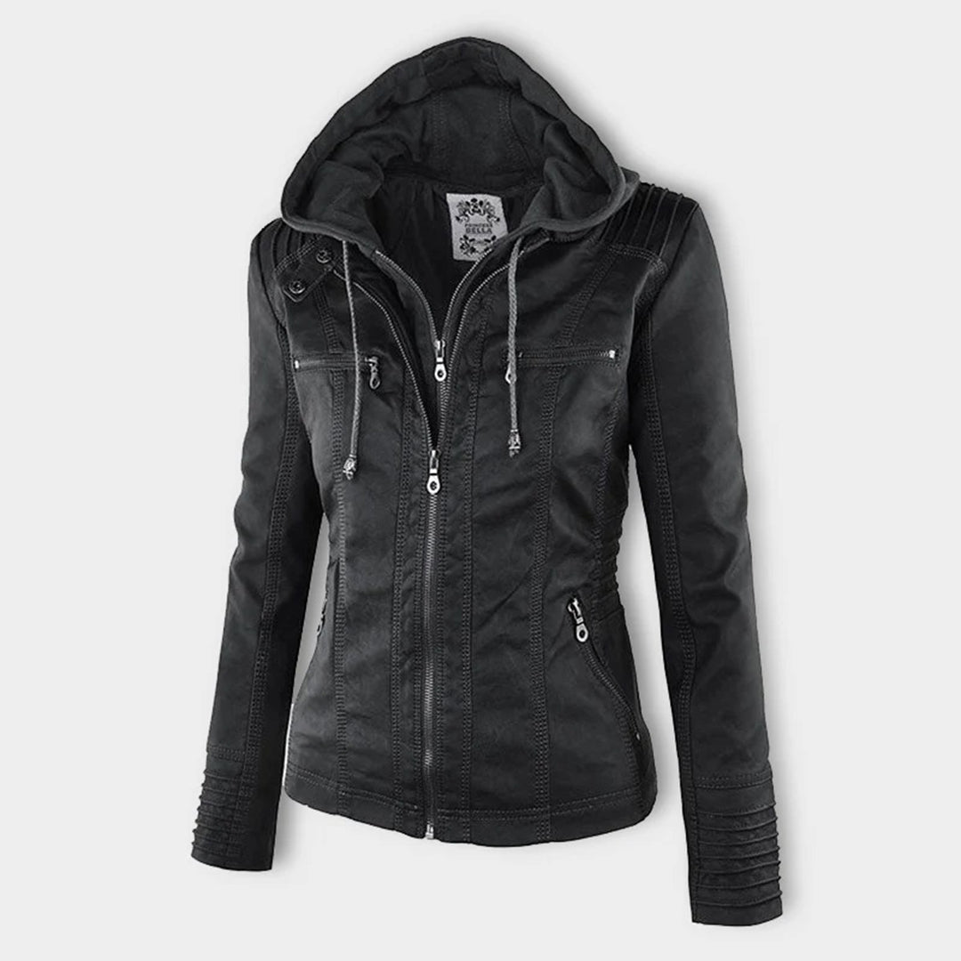 Urban Edge Hooded Faux Leather Jacket