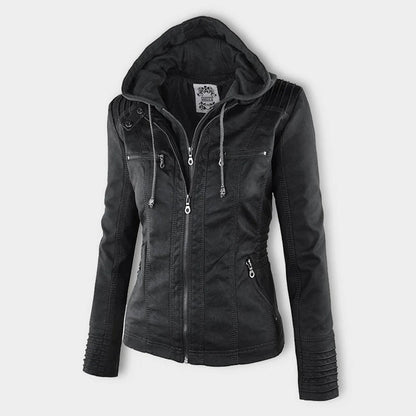 Urban Edge Hooded Faux Leather Jacket
