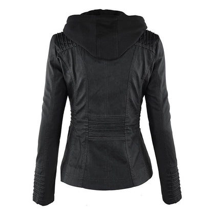 Urban Edge Hooded Faux Leather Jacket
