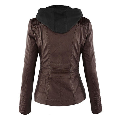 Urban Edge Hooded Faux Leather Jacket