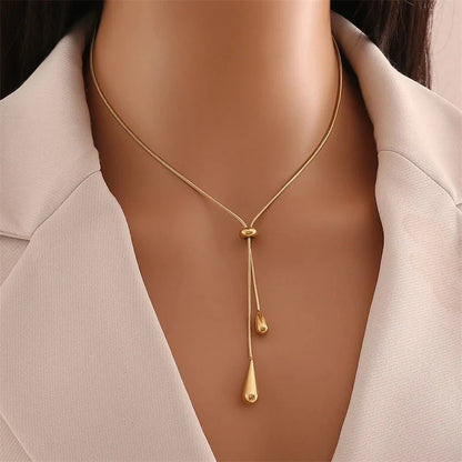 Droplet Lariat Adjustable Necklace & Earring