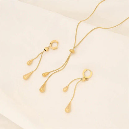 Droplet Lariat Adjustable Necklace & Earring