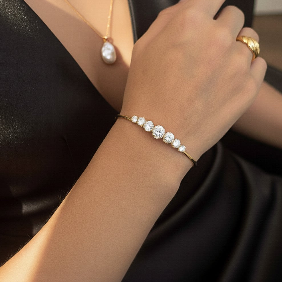 Helen Diamond Gold Bangle